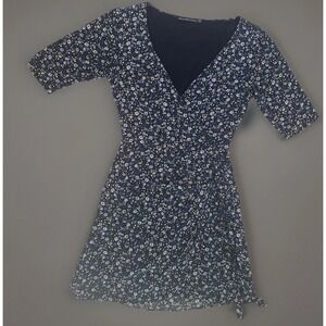 Abercrombie & Fitch XXS Floral Wrap Mini Dress Blue White V Neck
